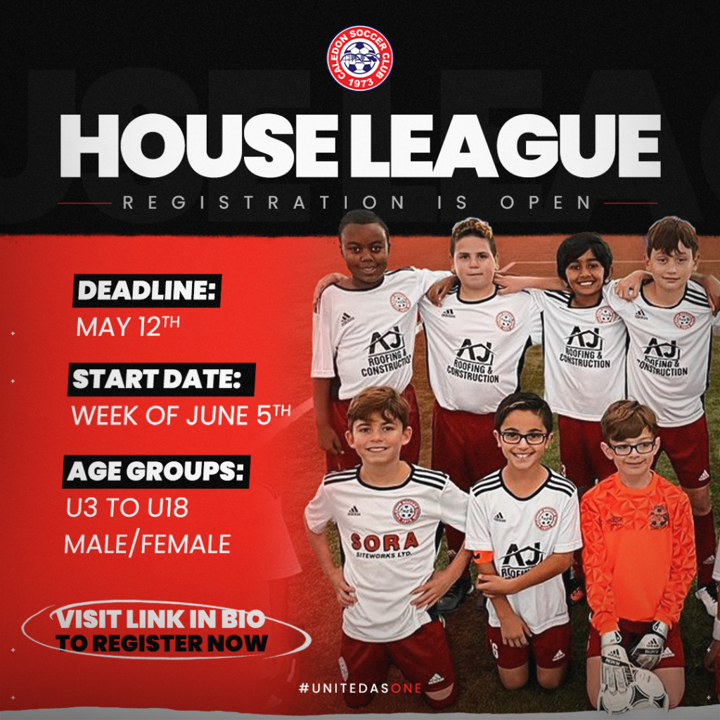 caledon soccer club house league registration bolton 